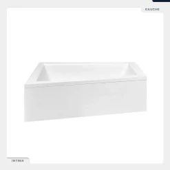 Baignoire Asymétrique|Besco Baignoire asymétrique - 160 x 90 cm - Gauche - sans Habillage - avec Pieds - Repose-tête - Vidage Chrome - INTIMA
