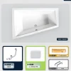 Baignoire Asymétrique|Besco Baignoire asymétrique - 180 x 125 cm - Gauche - avec Pieds - 2 Repose-têtes - Étagère bambou - Vidage Chrome - INTIMA DUO