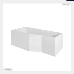 Baignoire Asymétrique|Besco Baignoire asymétrique - 150 x 75 cm - Gauche - avec Tablier - Pieds - Vidage Chrome - INTEGRA