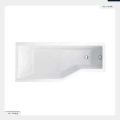 Baignoire Asymétrique|Besco Baignoire asymétrique - 150 x 75 cm - Gauche - avec Tablier - Pieds - Vidage Chrome - INTEGRA