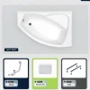Baignoire Asymétrique|Besco Baignoire asymétrique - 140 x 90 cm - Droite - sans Habillage - avec Pieds - Repose-tête - Vidage Chrome - RIMA