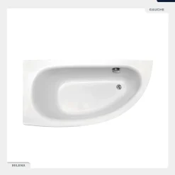 Baignoire Asymétrique|Besco Baignoire asymétrique - 150 x 70 cm - Gauche - avec Tablier - Pieds - Vidage Chrome - MILENA