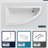Besco Baignoire asymétrique - 140 x 70 cm - Gauche - avec Tablier - Pieds - Vidage Chrome - PRAKTIKA
