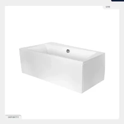 Baignoire Asymétrique|Besco Baignoire asymétrique - 150 x 90 cm - Gauche - avec Habillage - Pieds - Vidage Chrome - INFINITY