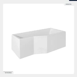 Baignoire Asymétrique|Besco Baignoire asymétrique - 170 x 75 cm - Droite - avec Tablier - Pieds - Vidage Chrome - INTEGRA