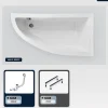 Baignoire Asymétrique|Besco Baignoire asymétrique - 150 x 70 cm - Droite - sans Habillage - avec Pieds - Vidage Chrome - PRAKTIKA