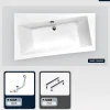Baignoire Asymétrique|Besco Baignoire asymétrique - 150 x 90 cm - Gauche - sans Habillage - avec Pieds - Vidage Chrome - INFINITY