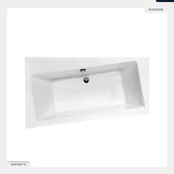 Baignoire Asymétrique|Besco Baignoire asymétrique - 150 x 90 cm - Gauche - sans Habillage - avec Pieds - Vidage Chrome - INFINITY