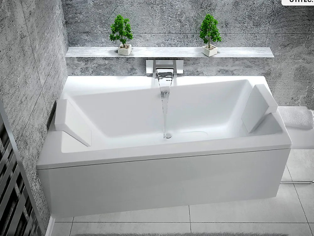 Baignoire Asymétrique|Besco Baignoire asymétrique - 150 x 90 cm - Gauche - sans Habillage - avec Pieds - Vidage Chrome - INFINITY