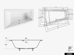 Besco Baignoire Asymétrique à Encastrer - 170 x 125 cm - GAUCHE - INTIMA DUO SLIM - 2 REPOSE-TÊTES OFFERTS