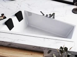 Baignoire Asymétrique|Besco Baignoire Asymétrique à Encastrer - 180 x 125 cm - GAUCHE - INTIMA DUO SLIM - 2 REPOSE-TÊTES OFFERTS