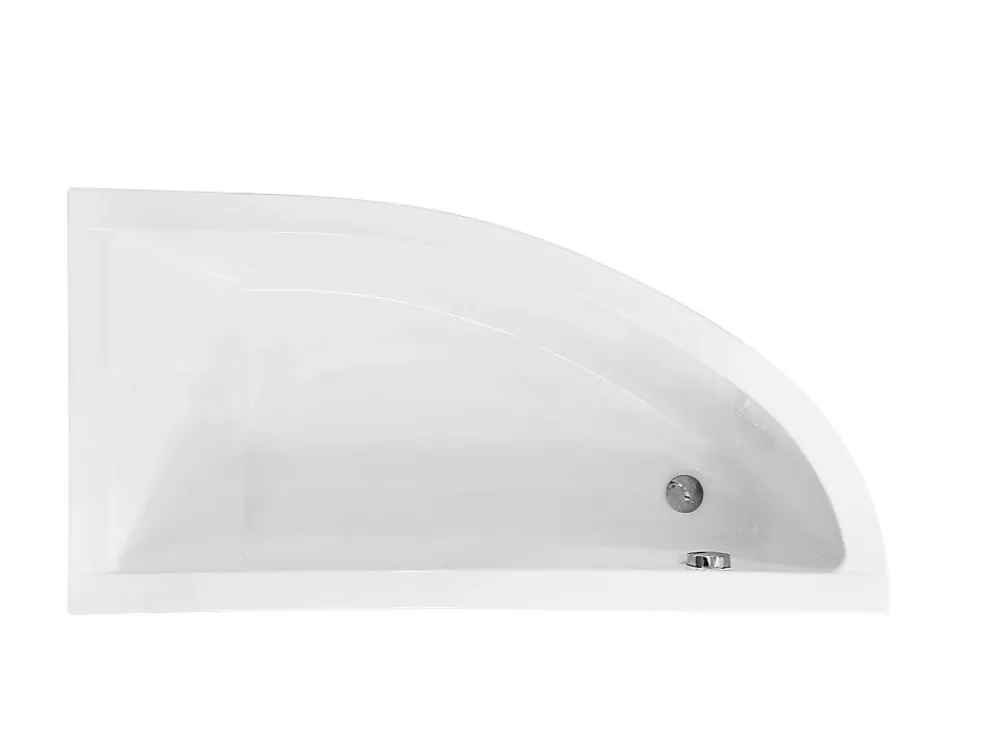 Besco Baignoire asymétrique + tablier noir + repose tête - PRAKTIKA - 150 x 70 cm - Gauche