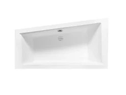 Besco Baignoire asymétrique + tablier noir + repose tête - INTIMA - 150 x 85 cm - Droite