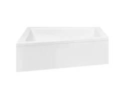 Baignoire Asymétrique|Besco Baignoire asymétrique + tablier blanc + repose tête - INTIMA - 160 x 90 cm - Gauche