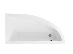 Besco Baignoire asymétrique + tablier blanc + repose tête - PRAKTIKA - 140 x 70 cm - Gauche