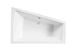 Baignoire Asymétrique|Besco Baignoire asymétrique + tablier blanc + repose tête - INTIMA DUO - 170 x 125 cm - Gauche