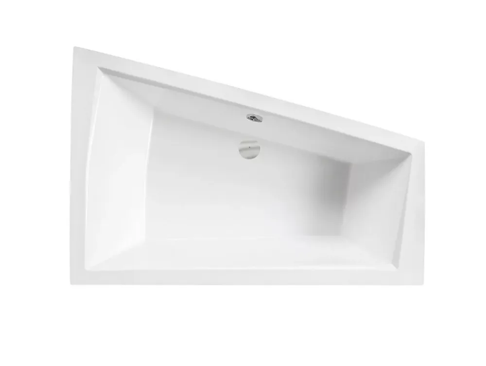 Baignoire Asymétrique|Besco Baignoire asymétrique + tablier blanc + repose tête - INTIMA DUO - 170 x 125 cm - Gauche