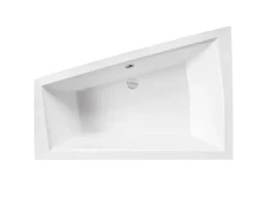 Besco Baignoire asymétrique + tablier blanc + repose tête - INTIMA DUO - 180 cm x 125 cm - Droite