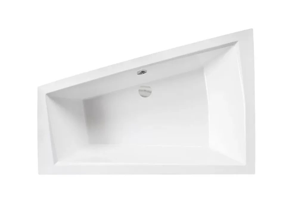 Besco Baignoire asymétrique + tablier blanc + repose tête - INTIMA DUO - 180 cm x 125 cm - Droite