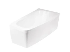 Baignoire Asymétrique|Besco Baignoire asymétrique + tablier blanc + repose tête - LUNA - 150 x 80 cm - Droite