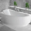 Baignoire Asymétrique|Besco Baignoire asymétrique + tablier blanc + repose tête - PRAKTIKA - 150 x 70 cm - Gauche