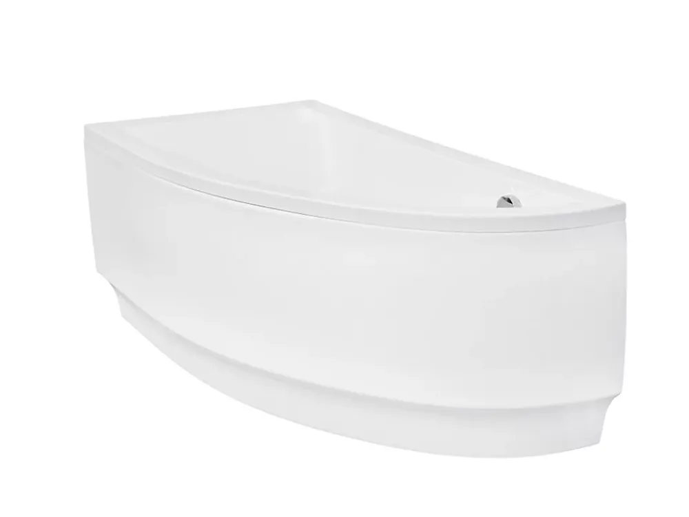 Baignoire Asymétrique|Besco Baignoire asymétrique + tablier noir + repose tête - PRAKTIKA - 150 x 70 cm - Droite