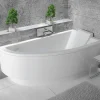 Besco Baignoire asymétrique + tablier blanc + repose tête - PRAKTIKA - 150 x 70 cm - Droite