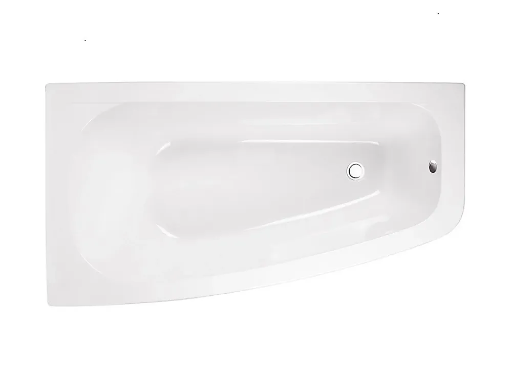 Baignoire Asymétrique|Besco Baignoire asymétrique + tablier noir + repose tête - LUNA - 150 x 80 cm - Gauche