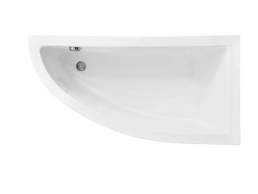Baignoire Asymétrique|Besco Baignoire asymétrique + tablier noir + repose tête - PRAKTIKA - 140 x 70 cm - Droite