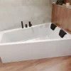 Baignoire D'Angle|Badland Baignoire asymétrique 170 x 125 Droite INTIMA acrylique blanc, sans Habillage + Repose Tête + Pieds + Vidage à chromé