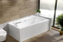 Baignoire D'Angle|Badland Baignoire asymétrique 150 x 90 Droite INFINITY acrylique blanc, sans Habillage + Pieds + Vidage à chromé