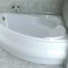 Baignoire D'Angle|Badland Baignoire asymétrique 140 x 95 Droite FINEZJA acrylique blanc + avec Tablier + Pieds + Vidage à chromé