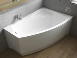 Baignoire D'Angle|Badland Baignoire asymétrique 150 x 90 Droite FRIDA acrylique blanc, sans Habillage + Pieds + Vidage à chromé
