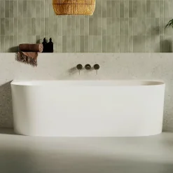 Lavaberg Baignoire asymétrique 180 x 86 x 80 cm Blanc Brillant en minéral composite - Mod. FROSK sans Trop Plein