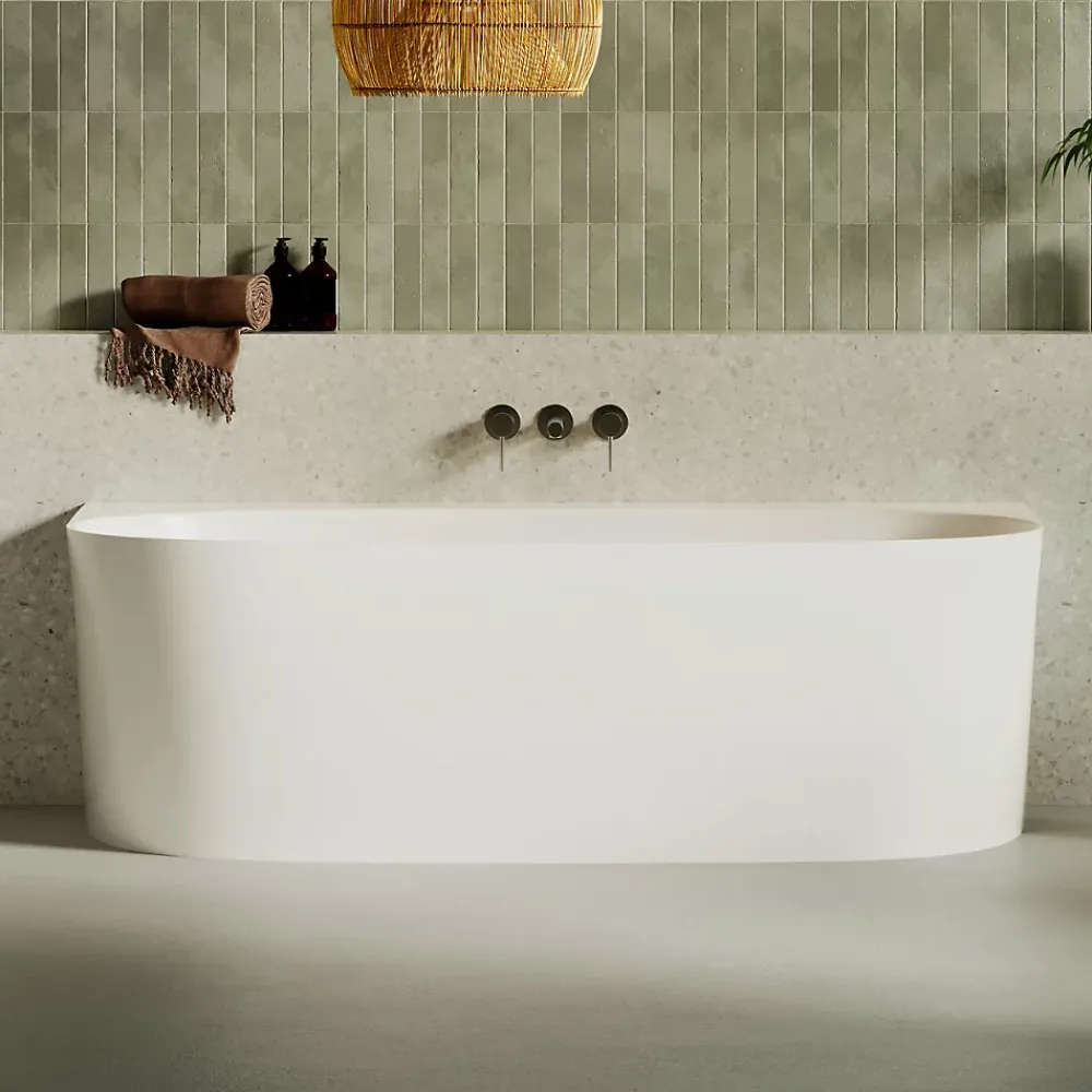 Lavaberg Baignoire asymétrique 180 x 86 x 80 cm Blanc Brillant en minéral composite - Mod. FROSK sans Trop Plein