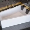 Baignoire D'Angle|Badland Baignoire asymétrique 170 x 125 Droite INTIMA acrylique blanc + avec Tablier + Pieds + Vidage à chromé