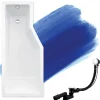 Baignoire D'Angle|Badland Baignoire asymétrique 150 x 75 Gauche INTEGRA acrylique blanc, sans Habillage + Écran + Pieds + Vidage à chromé