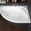 Baignoire D'Angle|Badland Baignoire asymétrique 130 x 85 Droite STANDARD acrylique blanc + Habillage en polystyrène + Pieds + Vidage à chromé