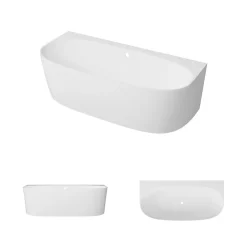 Lavaberg Baignoire asymétrique 180 x 86 x 80 cm Blanc Mat en minéral composite - Mod. FROSK avec Trop Plein