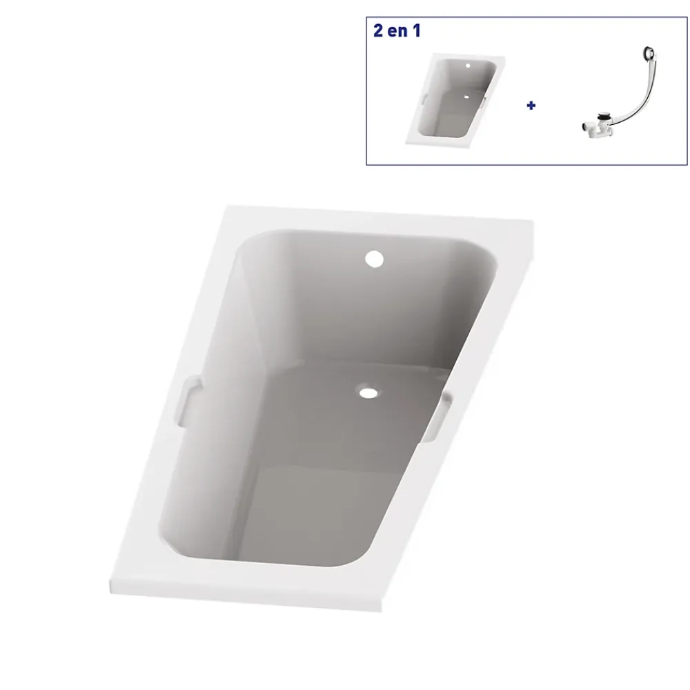 Baignoire Asymétrique|Valentin Baignoire asymétrique angle droit Chaloop L.160 x l.90 cm sans tablier