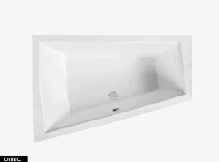 Besco Baignoire Asymétrique avec Tablier Noir - 180 x 125 cm - GAUCHE - INTIMA DUO - 2 REPOSE-TÊTES OFFERTS