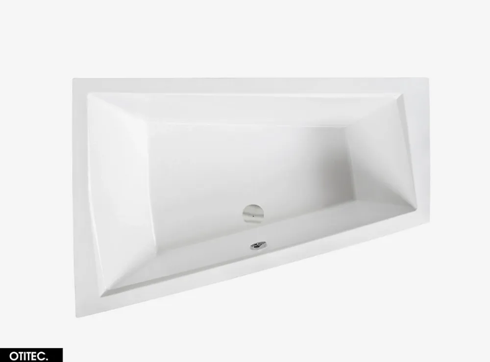 Besco Baignoire Asymétrique avec Tablier Noir - 180 x 125 cm - GAUCHE - INTIMA DUO - 2 REPOSE-TÊTES OFFERTS