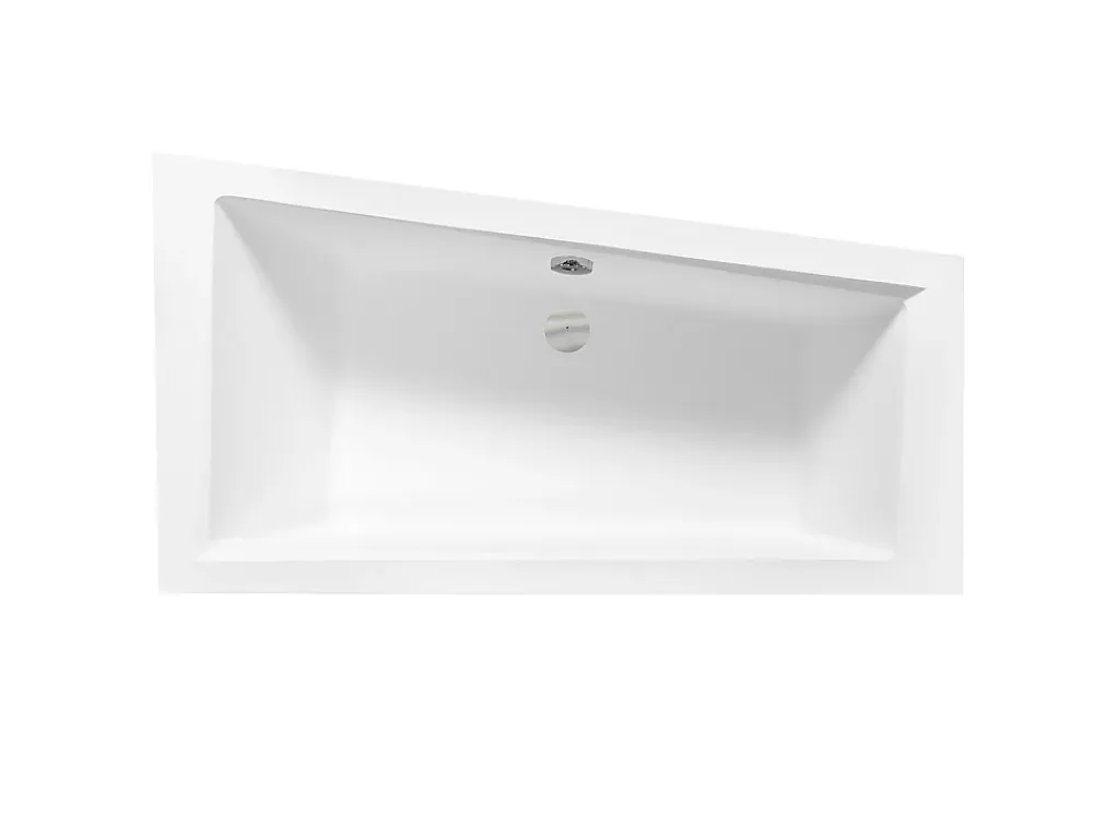 Baignoire Asymétrique|Besco Baignoire asymétrique blanche encastrée + repose tête - INTIMA SLIM - 150 x 85 cm - droite