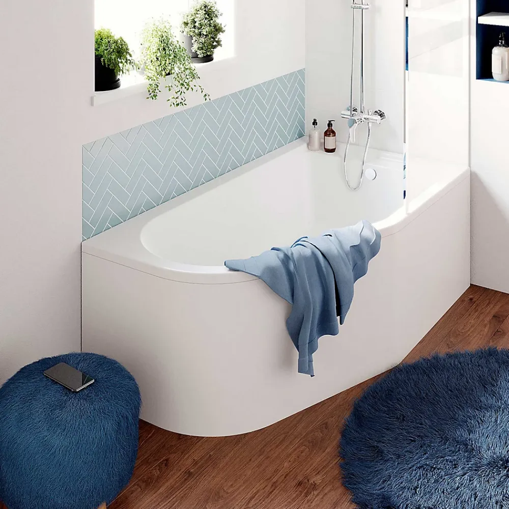 Baignoire Asymétrique|GoodHome Baignoire asymétrique droite 160x90 cm Cavally blanc