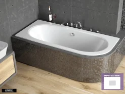 Besco Baignoire Asymétrique sans Tablier - 170 x 75 cm - AVITA SANS TABLIER - GAUCHE - 1 REPOSE-TÊTE OFFERT