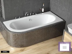 Besco Baignoire Asymétrique sans Tablier - 180 x 80 cm - AVITA SANS TABLIER - DROITE - 1 REPOSE-TÊTE OFFERT