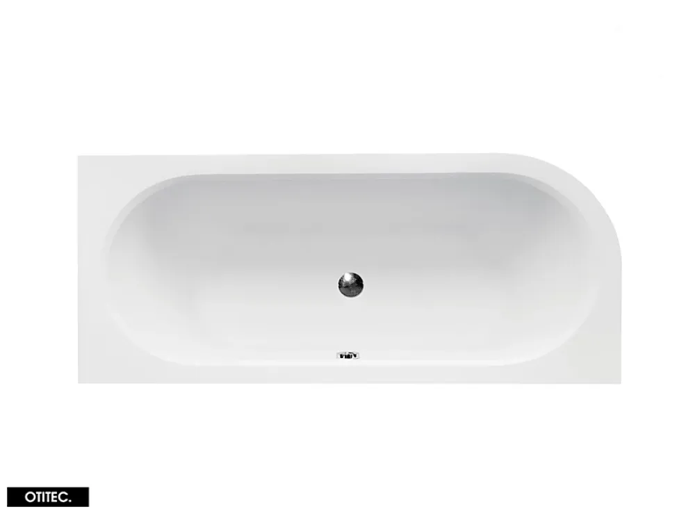 Besco Baignoire Asymétrique sans Tablier - 180 x 80 cm - AVITA SANS TABLIER - DROITE - 1 REPOSE-TÊTE OFFERT