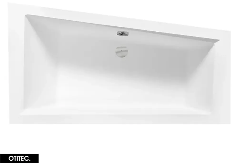 Besco Baignoire Asymétrique sans Tablier - 160 x 90 cm - INTIMA SANS TABLIER - DROITE - avec Repose tête OFFERT