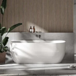 Baignoire Îlot|Bernstein Baignoire autoportante LENA acrylique blanc brillant - 170x75cm - Garantie 5 ans - Sans siphon, Avec robinet mitigeur 1523C