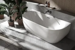 Baignoire Îlot|Bernstein Baignoire autoportante LENA acrylique blanc brillant - 170x75cm - Garantie 5 ans - Avec robinet mitigeur 1521, Avec siphon